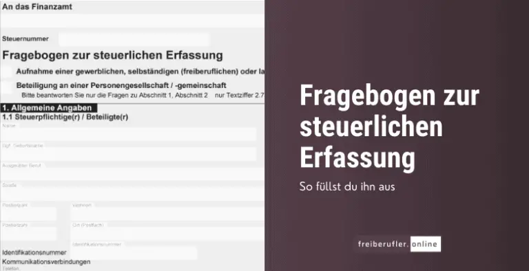 Fragebogen Zur Steuerlichen Erfassung| Freiberufler.online